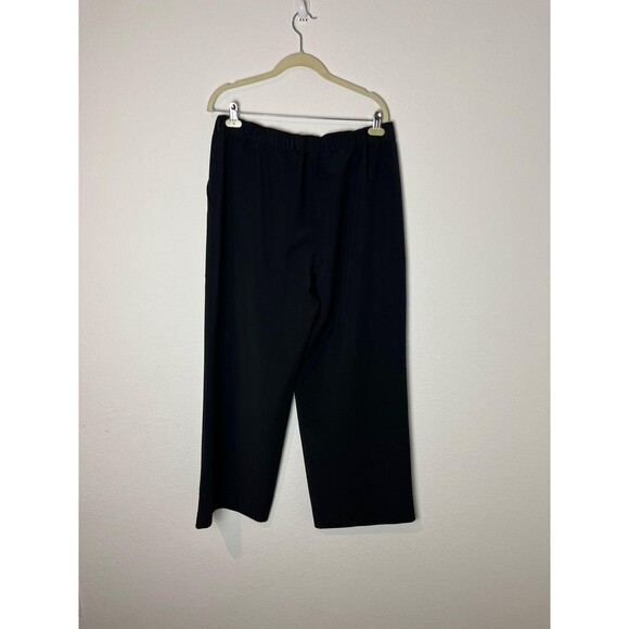 St John Pants Womens Large Black Pull On Cropped wide Leg Pocket Stretch - Picture 4 of 10